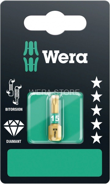 Биты в блистерной упаковке WERA 867/1 BDC SB TORX, TX 15 x 25 mm WE-134375