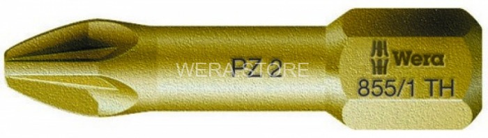 Бита крестовая Pozidriv особо твёрдая с зоной кручения Torsion WERA 855/1 TH, PZ 1 x 25 mm WE-056910