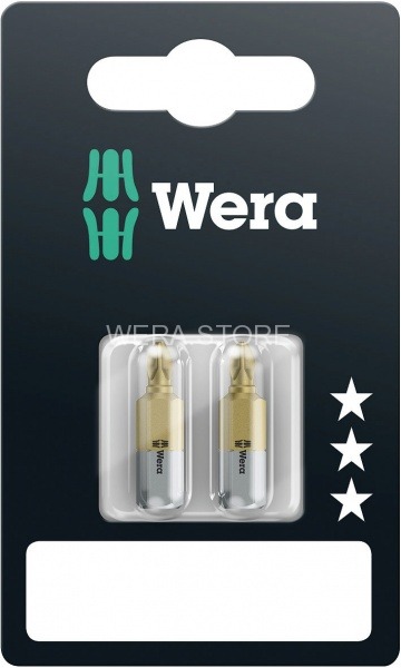 Биты в блистерной упаковке WERA 851/1 TiN SB PH1, PH 1 x 25 mm WE-073512