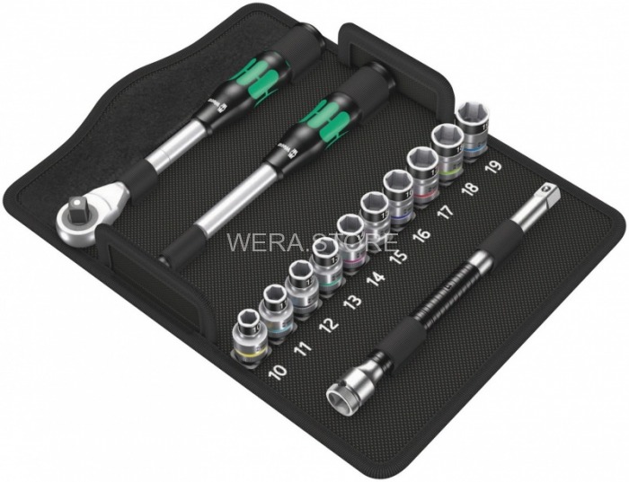 WERA Zyklop Hybrid 8006 SC 1 - набор с трещоткой, привод 1/2", метрический , 13 предметов WE-004090