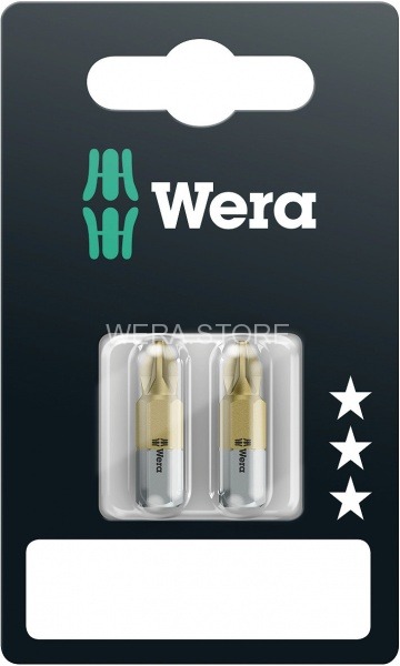 Биты в блистерной упаковке WERA 855/1 TiN SB PZ2, PZ 2 x 25 mm WE-073517