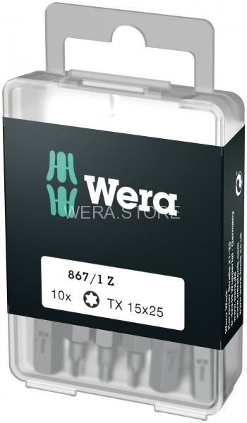 Набор бит WERA 867/1 DIY TORX, TX 15 x 25 mm (10 шт.) WE-072407
