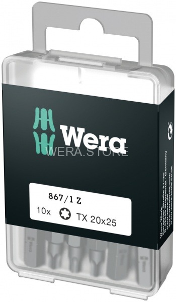 Набор бит WERA 867/1 DIY TORX, TX 20 x 25 mm (10 шт.) WE-072408