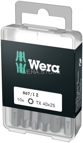 Набор бит WERA 867/1 DIY TORX, TX 40 x 25 mm (10 шт.) WE-072412