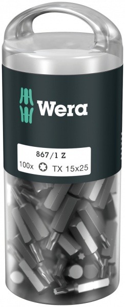 Набор бит WERA 867/1 TORX DIY 100, TX 15 x 25 mm (100 шт.) WE-072447