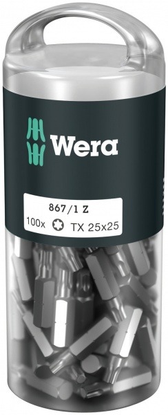Набор бит WERA 867/1 TORX DIY 100, TX 25 x 25 mm (100 шт.) WE-072449
