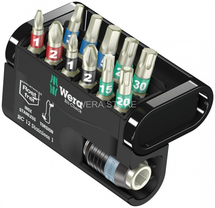 Набор бит из нержавеющей стали WERA Bit-Check 12 Stainless 1, 12 предметов WE-057425